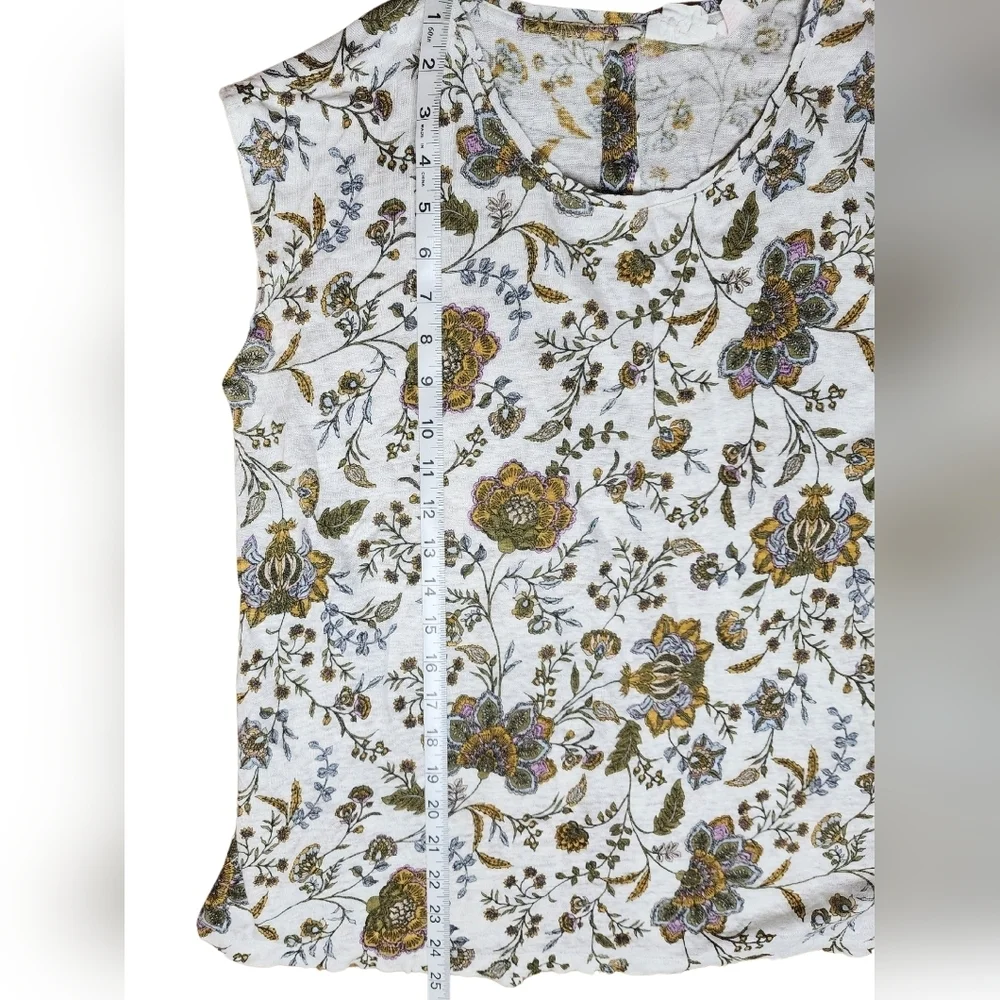 Rachel Ashwell 100% Linen Floral Cap Sleeve Blouse, Medium - Picture 4 of 9